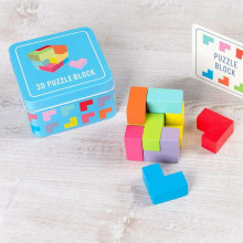 Wooden 3D block puzzle in a tin, Rex London