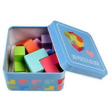 Wooden 3D block puzzle in a tin, Rex London