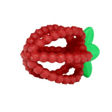 Silicone teether, Juicy Raspberry with leaves, red, RaZbaby