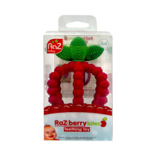 Silicone teether, Juicy Raspberry with leaves, red, RaZbaby