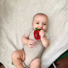 Silicone teether, Juicy Raspberry with leaves, pink, RaZbaby