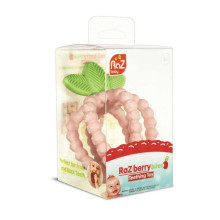 Silicone teether, Juicy Raspberry with leaves, pink, RaZbaby