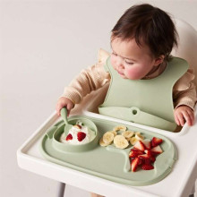 b.box roll + go BLW roll-up feeding mat for children to eat independently sage