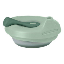 b.box fill+feed Silicone bowl with a lid for feeding babies and children sage