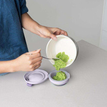 b.box fill+feed Silicone bowl with a lid for feeding babies and children sage