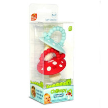 Speech therapy teether RaZbaby baby mushroom for teething, 2 pcs.red and blue