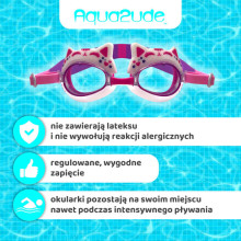 Aqua2ude Children's anti-fog swimming goggles – Cat swimming goggles for the swimming pool, pink Age: 3+