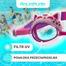 Aqua2ude Children's anti-fog swimming goggles – Cat swimming goggles for the swimming pool, pink Age: 3+