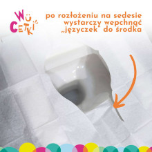 WuCetki Disposable paper toilet seat pads with comfortable XXL edges for children and adults 10 pcs.