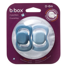 b.box pacifier for newborns and infants twin pack – symmetrical silicone pacifier 0 – 6 months, Ocean/Sky