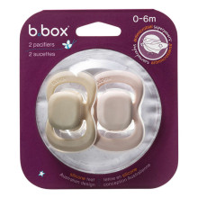 b.box pacifier for newborns and infants twin pack – symmetrical silicone pacifier 0 – 6 months, Blush/Latte