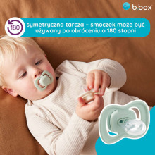 b.box pacifier for newborns and infants twin pack – symmetrical silicone pacifier 6 months+, Sage/Vanilla