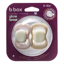 b.box pacifier for newborns and infants twin pack Glow in the dark – symmetrical silicone pacifier 0-6 months, Blush/Latte