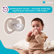 b.box pacifier for newborns and infants twin pack Glow in the dark – symmetrical silicone pacifier 6 months + Blush/Latte