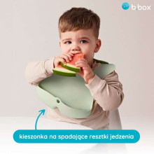 b.box Roll-up silicone bib with an open pocket - a soft bib for children and babies, Sage