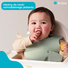 b.box Roll-up silicone bib with an open pocket - a soft bib for children and babies, Sage