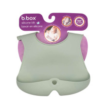 b.box Roll-up silicone bib with an open pocket - a soft bib for children and babies, Sage