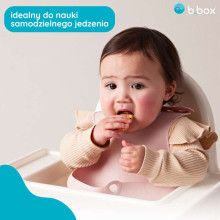 b.box Roll-up silicone bib with an open pocket - a soft bib for children and babies, Blush