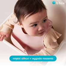 b.box Roll-up silicone bib with an open pocket - a soft bib for children and babies, Blush