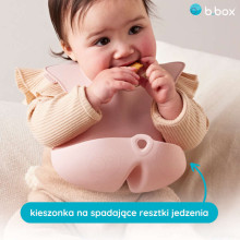 b.box Roll-up silicone bib with an open pocket - a soft bib for children and babies, Blush