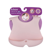 b.box Roll-up silicone bib with an open pocket - a soft bib for children and babies, Blush