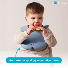 b.box Roll-up silicone bib with an open pocket - a soft bib for children and babies, Ocean