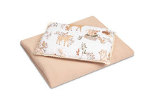 COTTON-MUSLIN SET PACK. THE WOLF AND FRIENDS BEIGE