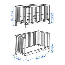 Made in Sweden Gulliver Art.195.061.13 Komplekts:Bērnu koka gulta 120x60cm+pārtinamais galds