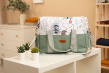 STROLLER BAG ECO LEATHER HEDGEHOG EMERALD