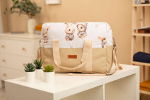 STROLLER BAG ECO LEATHER BEIGE BUNNIES