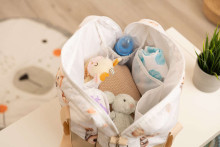 STROLLER BAG ECO LEATHER BEIGE BUNNIES