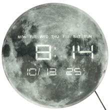 Ikonka Art.KX3512_2 Planet moon wall clock grey 32cm