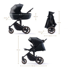 KinderKraft Prime 3 in1 Art.KSPRIM02BLK3001 Mink Pro Venezian Black Universālie rati 3 in1