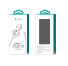 Devia Smart Series Dual USB Car Charger Suit with Lightning Cable (MFi)(2.4A,2USB) white