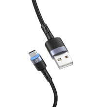 Tellur Data Cable USB to Type-C LED Nylon Braided 1.2m Black