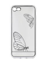 Tellur Cover Silicone for iPhone 7 Butterfly silver