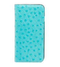 Tellur Book case Ostrich Genuine Leather for iPhone 7 turquoise