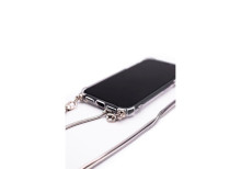 Huawei Y6 2019 Silicone TPU Transparent with Necklace Strap Silver