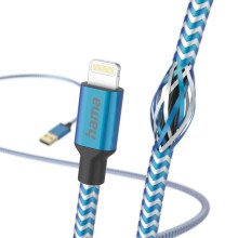 Hama 00201553 Reflective Charging Cable, USB-A - Lightning 1.5m Nylon blue