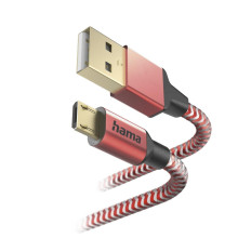 Hama 00201556 Reflective Charging Cable, USB-A - Micro-USB 1.5m Nylon red