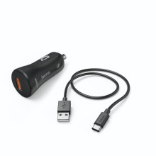 Hama 00183231 Car Charger, USB Type-C QC 3.0 3A,  Black