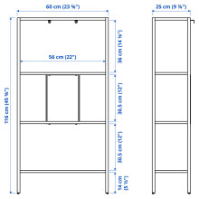 IKEA BAGGEBO Art.50481172 White Metal shelve 60x25x116cm