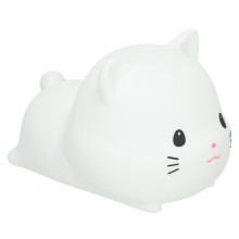 Ikonka Art.KX3695 Silicone night light white RGB cat lying down