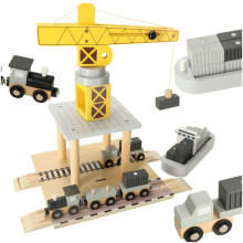 Ikonka Art.KX3774 Wooden crane crane seaport + car ship