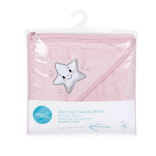 Hooded towel pink star 100x100 Ceba Baby