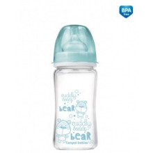 CANPOL BABIES plata kakla barošanas pudelītes Anti-Colic EasyStart glass 240ml, Forest Friends 79/002_blu