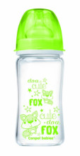 CANPOL BABIES plataus kaklelio buteliukas Anti-Colic EasyStart glass 240ml Forest Friends 79/002 green