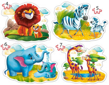 CASTORLAND puzzle Animals of Africa, 4w1  B-04454