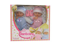 BAMBOLINA twins doll Amore, 28cm, with two bottles, BD1837