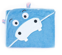 Water Friends soft bath towel – blue hippo